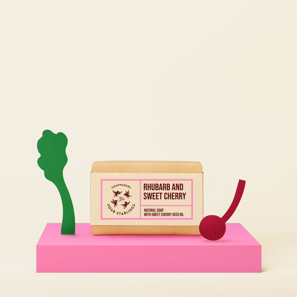 Rhubarb & Sweet Cherry - Natural Bar Soap with Sweet Cherry Seed Oil
