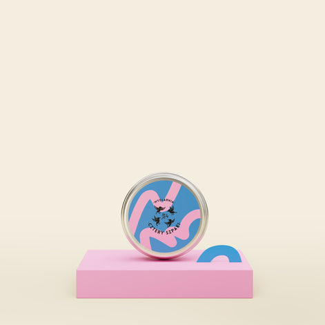 Round Tin For Shampoo/Conditioner Blue And Pink