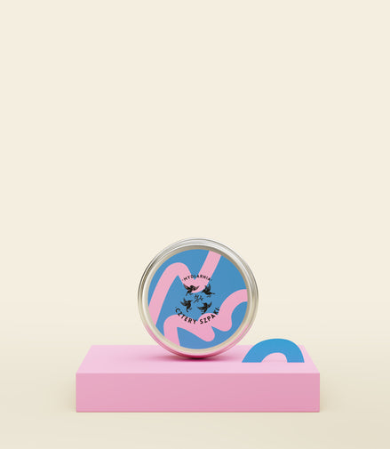 Round Tin For Shampoo/Conditioner Blue And Pink