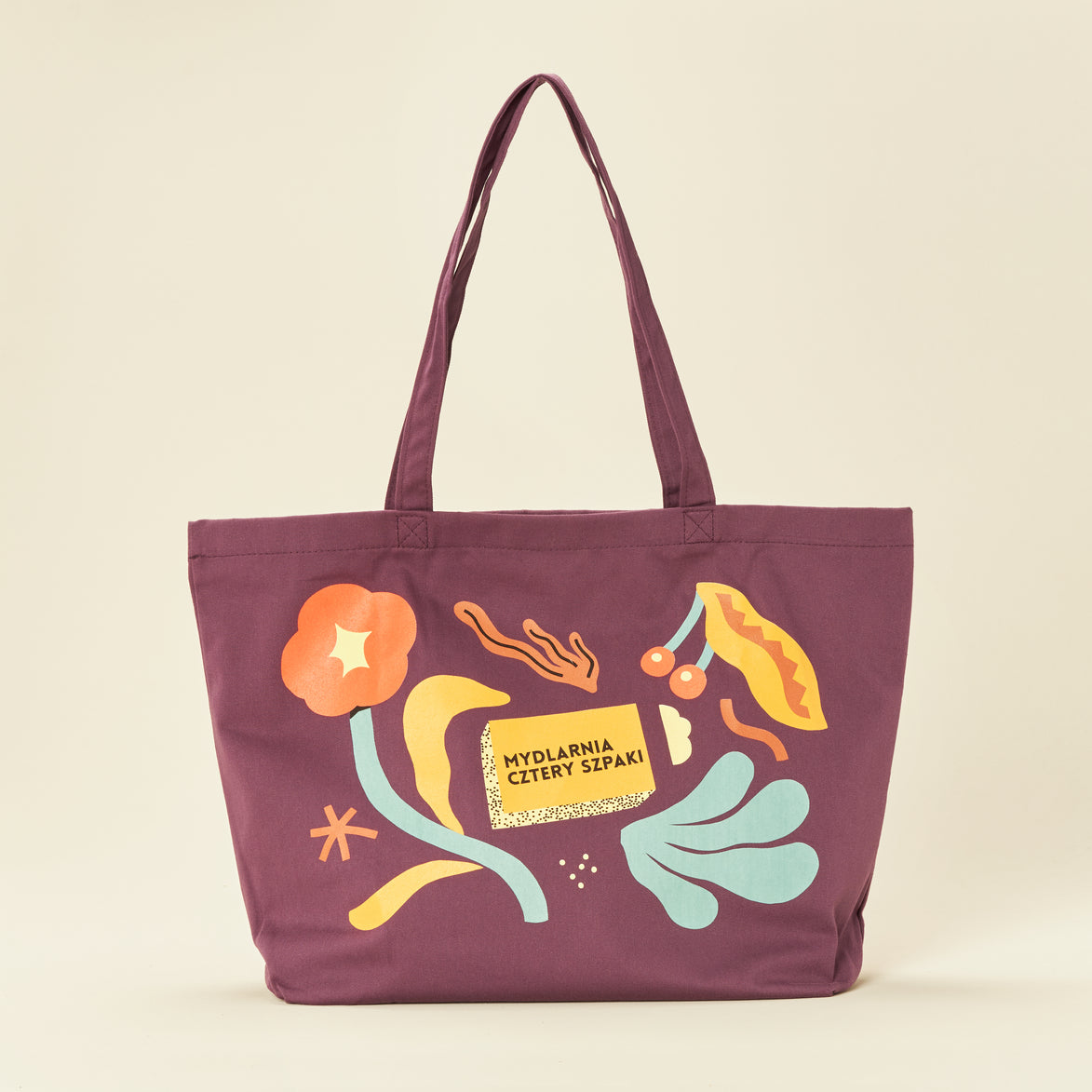 Purple cotton tote bag