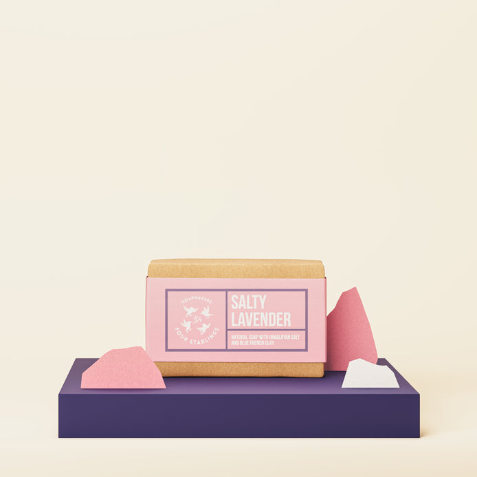 Salty Lavender - Natural Bar Soap With Himalayan Salt And Blue French Clay