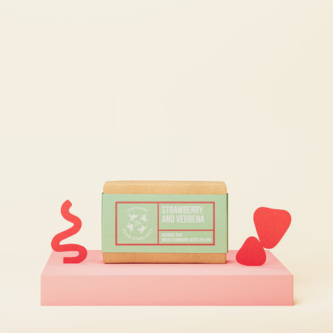 Strawberry And Verbena - Natural Bar Soap With Strawberry Seeds Peeling