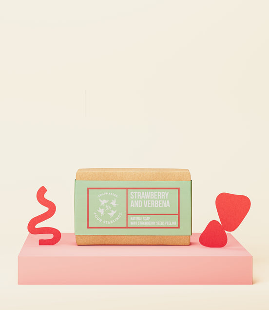 Strawberry And Verbena - Natural Bar Soap With Strawberry Seeds Peeling