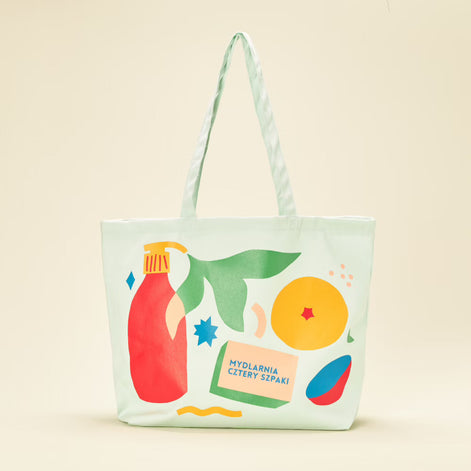 Mint cotton tote bag