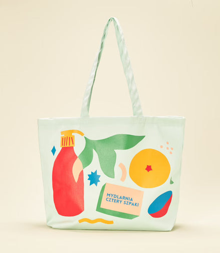 Mint cotton tote bag